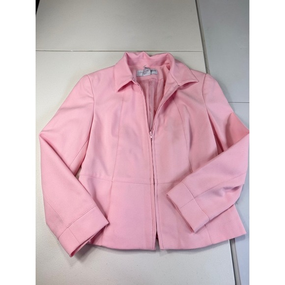Sag Harbor Petite Pink Blazer Jacket Full Zip Up Collared Career Office 6p - Picture 1 of 7
